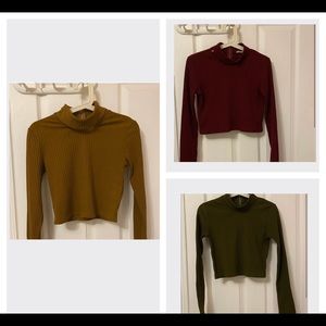 Three long sleeve crop tops